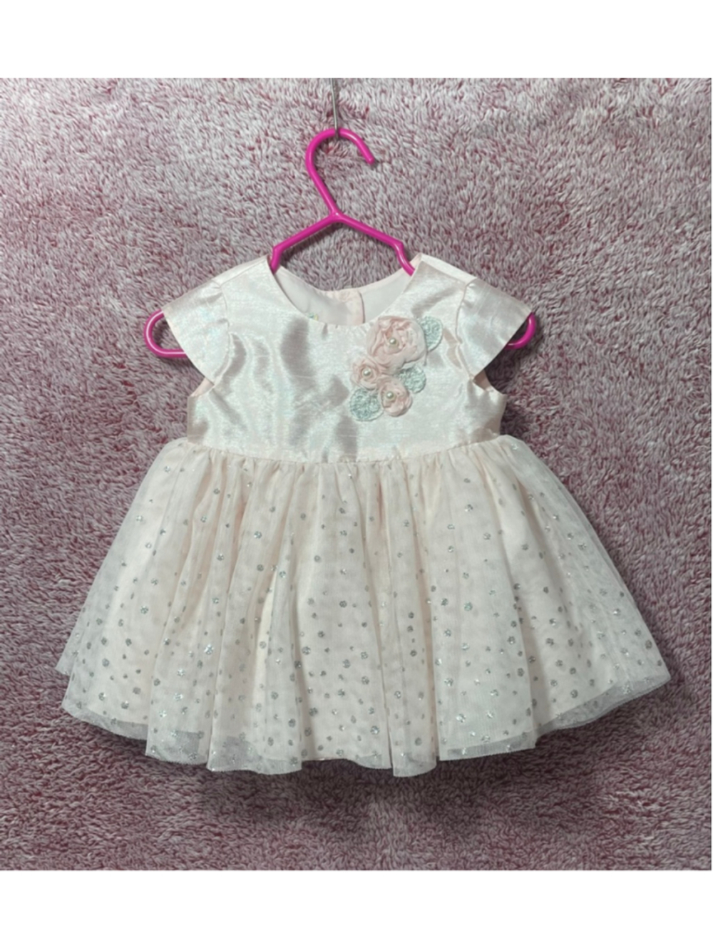 Girls Marmellata 6-9 months formal Dress Pink Silver